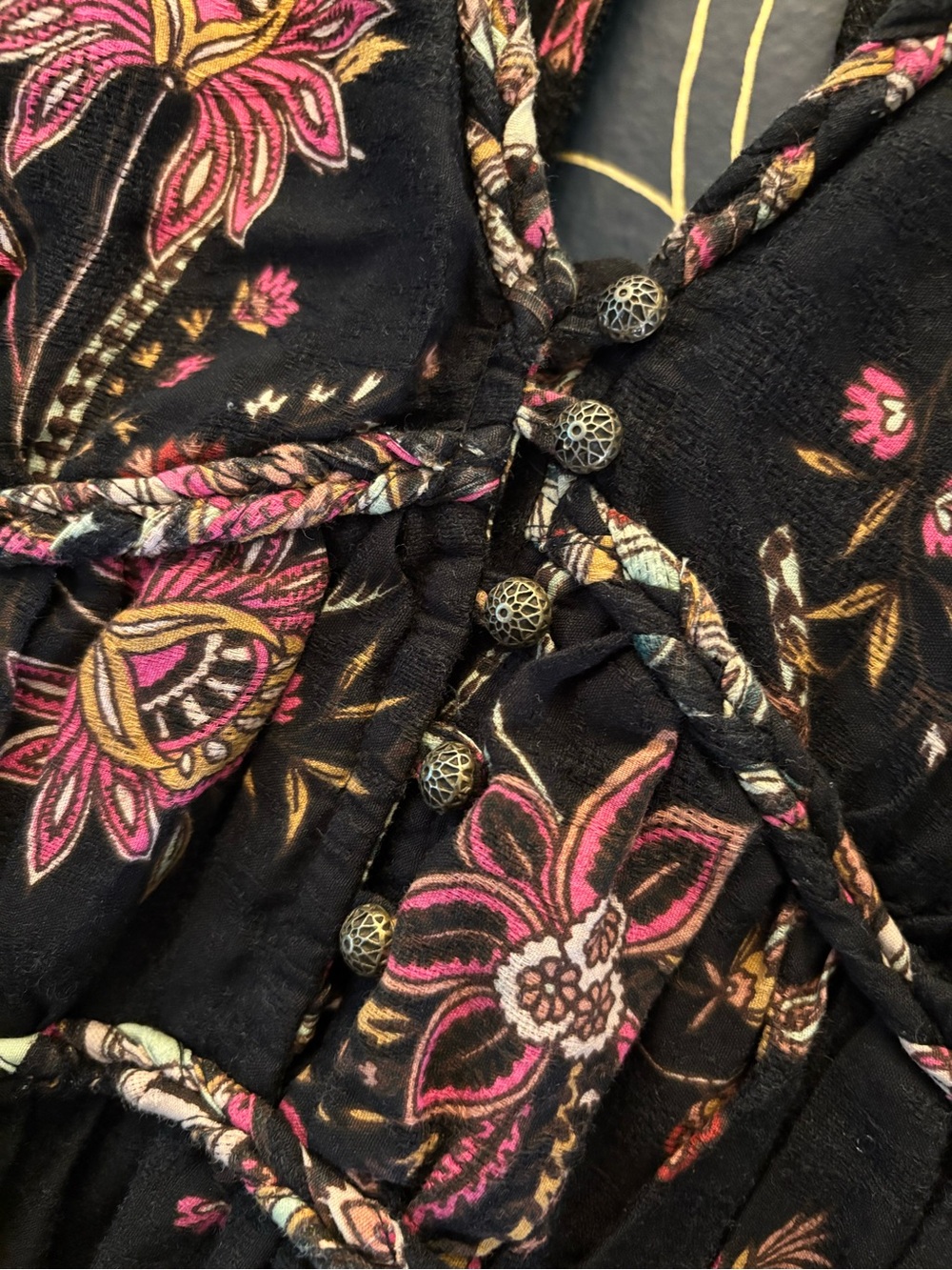 by ANTHROPOLOGIE paisley maxi dress OPEN BACK black PRINT long sleeve size 8 - Picture 11 of 11